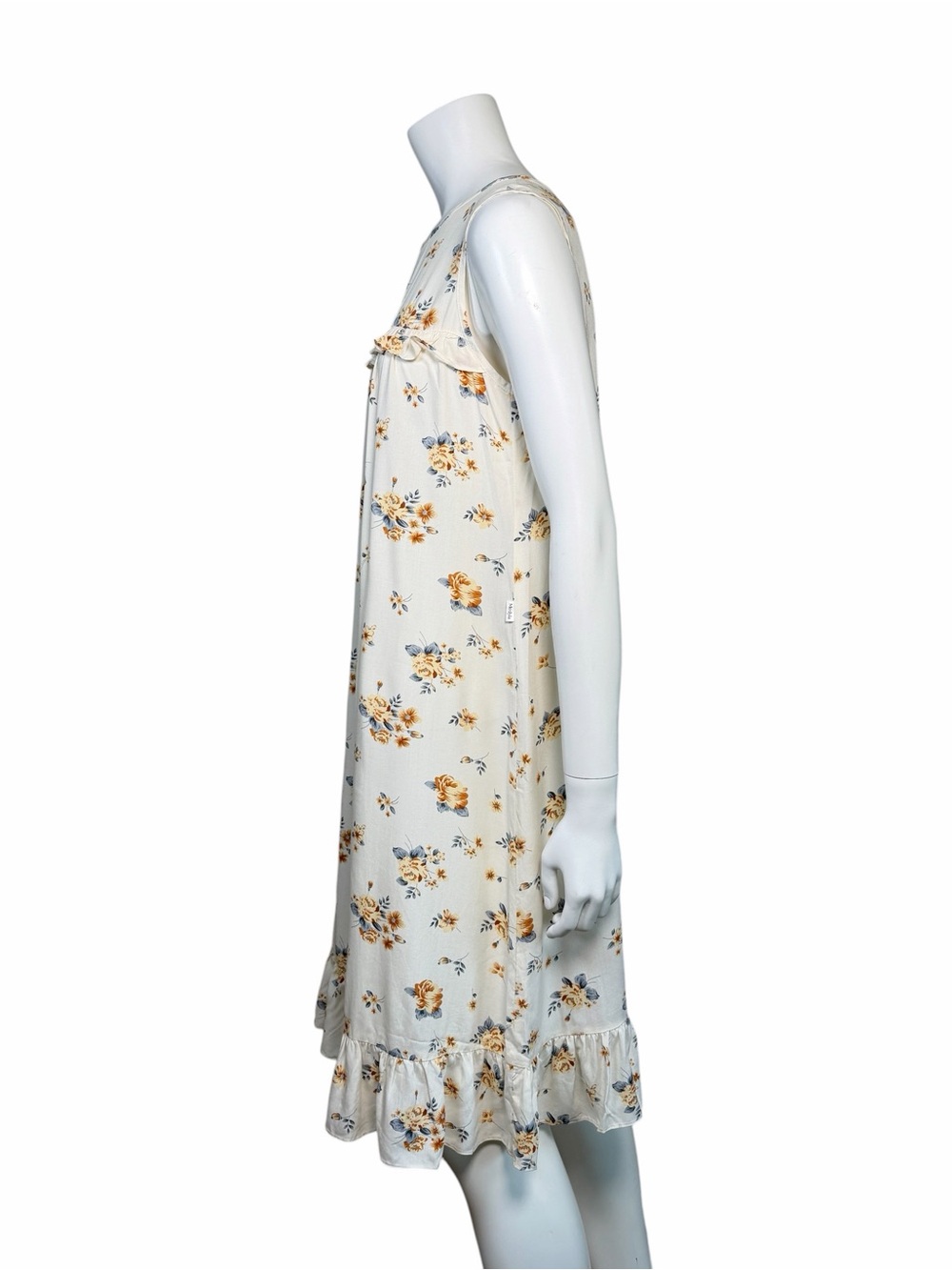 Medyla Floral Ruffle Midi Dress Cream Blue Cottagecore Romantic Medium - Picture 7 of 9